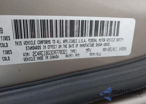 2013 Chrysler Town & Country Touring из США, поврежденный, VIN 2C4RC1BG3DR778321